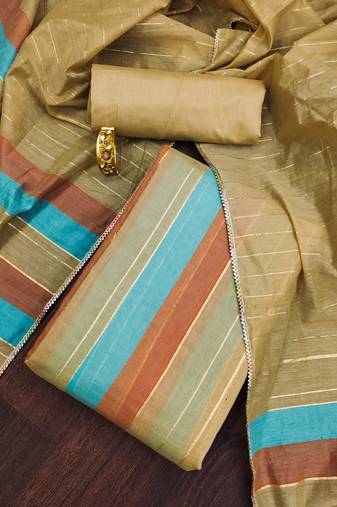 Multicolor woven silk blend unstitched churidar dress-materials