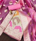 Multicolor woven organza unstitched churidar dress-materials