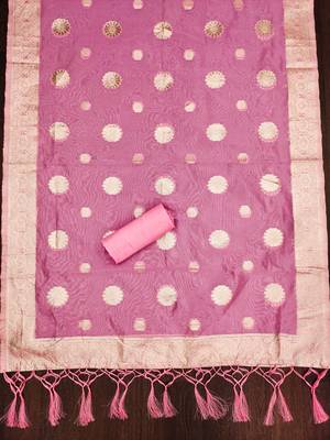Multicolor woven organza unstitched churidar dress-materials 4