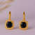 Jewelz gold-plated black stone drop earrings with crystal border