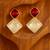 Jewelz gold-tone red & pearl geometric drop earrings