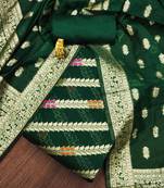 Green woven cotton unstitched churidar dress-materials