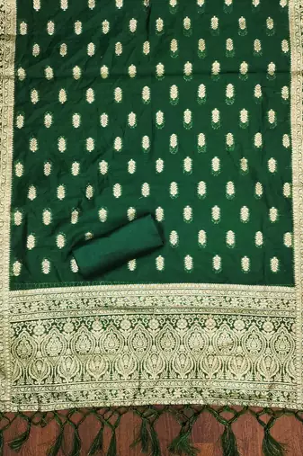 Green woven cotton unstitched churidar dress-materials