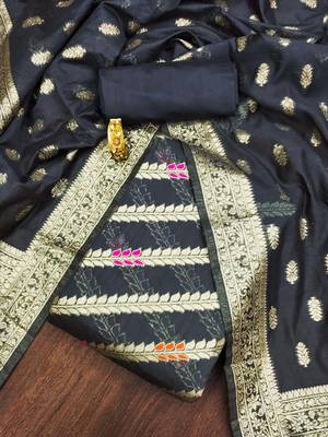 Grey woven cotton unstitched churidar dress-materials 1