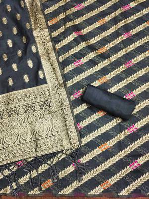Grey woven cotton unstitched churidar dress-materials 3