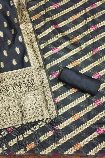 Grey woven cotton unstitched churidar dress-materials