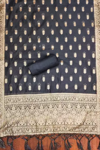 Grey woven cotton unstitched churidar dress-materials