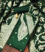 Olive woven cotton unstitched churidar dress-materials