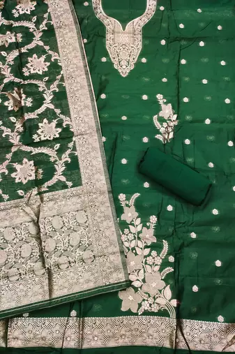 Olive woven cotton unstitched churidar dress-materials