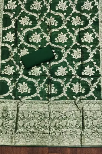 Olive woven cotton unstitched churidar dress-materials