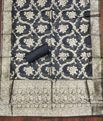 Grey woven cotton unstitched churidar dress-materials 4