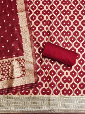 Maroon woven cotton unstitched churidar dress-materials 3