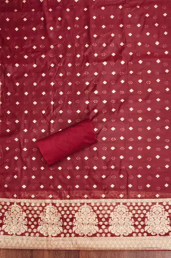 Maroon woven cotton unstitched churidar dress-materials