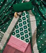 Green woven cotton unstitched churidar dress-materials