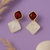 Jewelz gold-tone red & pearl geometric drop earrings