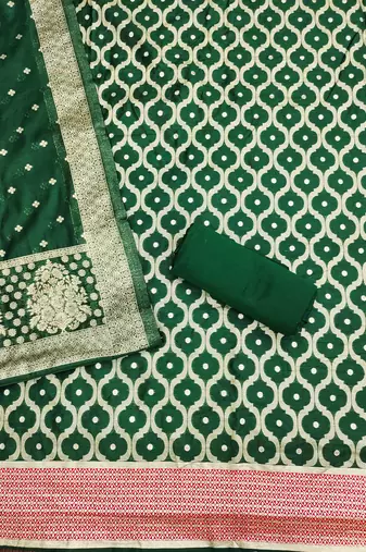 Green woven cotton unstitched churidar dress-materials
