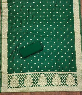 Green woven cotton unstitched churidar dress-materials 4