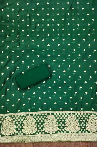 Green woven cotton unstitched churidar dress-materials