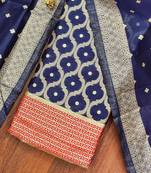 Navy-blue woven cotton unstitched churidar dress-materials