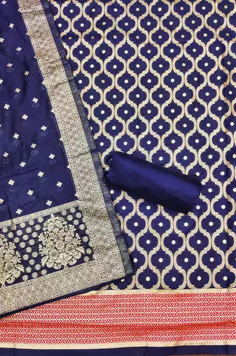 Navy-blue woven cotton unstitched churidar dress-materials