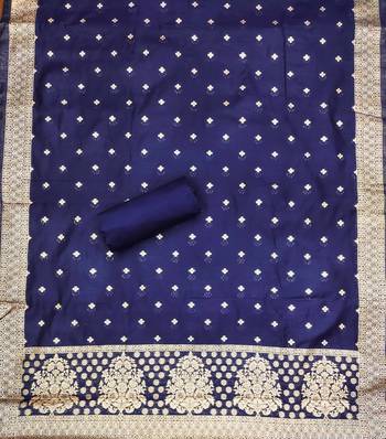 Navy-blue woven cotton unstitched churidar dress-materials 4