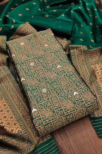 Mehendi woven silk blend unstitched churidar dress-materials