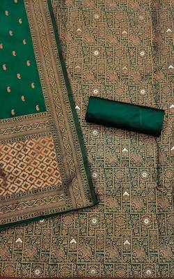 Mehendi woven silk blend unstitched churidar dress-materials 3