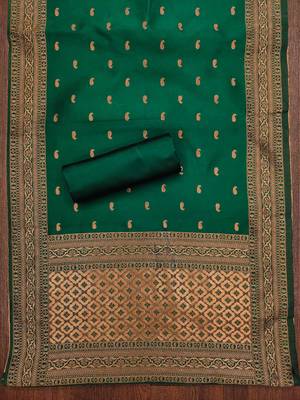 Mehendi woven silk blend unstitched churidar dress-materials 4