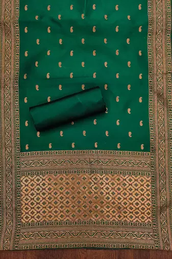 Mehendi woven silk blend unstitched churidar dress-materials
