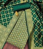 Olive woven silk blend unstitched churidar dress-materials