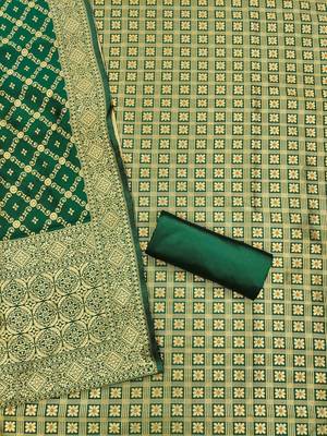 Olive woven silk blend unstitched churidar dress-materials 3