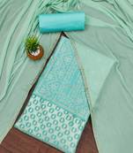 Sea-green woven jacquard unstitched churidar dress-materials