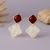 Jewelz gold-tone red & pearl geometric drop earrings