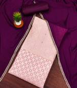 Baby-pink woven jacquard unstitched churidar dress-materials