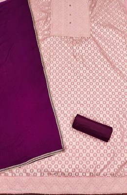 Baby-pink woven jacquard unstitched churidar dress-materials 2