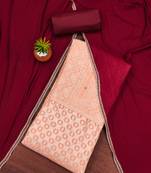 Peach woven jacquard unstitched churidar dress-materials