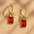 Jewelz gold-plated red stone earrings with crystal floral accents