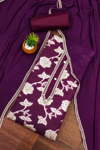 Burgundy woven jacquard unstitched churidar dress-materials