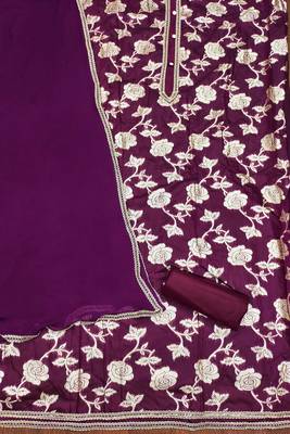 Burgundy woven jacquard unstitched churidar dress-materials 2