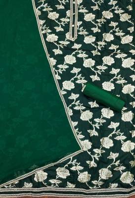 Green woven jacquard unstitched churidar dress-materials 2