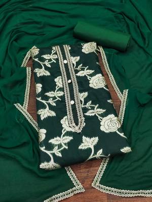 Green woven jacquard unstitched churidar dress-materials 3
