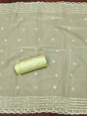 Green sequins organza churidar dress-materials 4