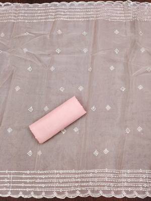 Pink sequins organza churidar dress-materials 4