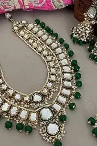 Indian long rani har with high quality kundan and small beads and mina work