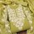 Lime thread embroidery silk blend semi stitched churidar dress-materials