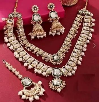 Indian long rani har with high quality kundan and small beads and mina work 1