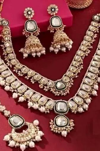 Indian long rani har with high quality kundan and small beads and mina work