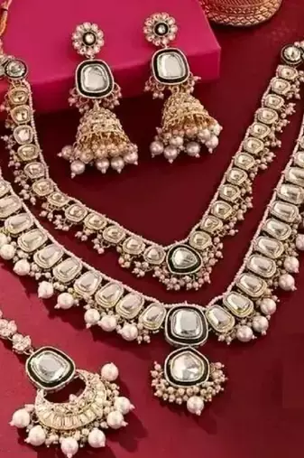Indian long rani har with high quality kundan and small beads and mina work