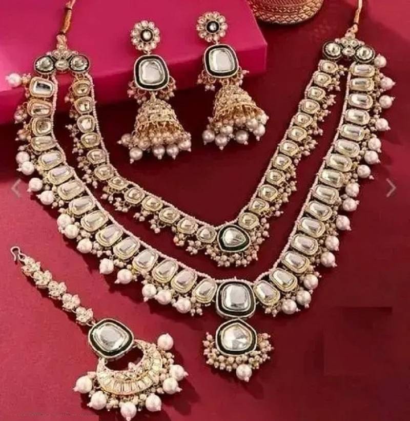 Indian long rani har with high quality kundan and small beads and mina work