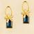Jewelz gold-plated blue stone earrings with crystal floral accent